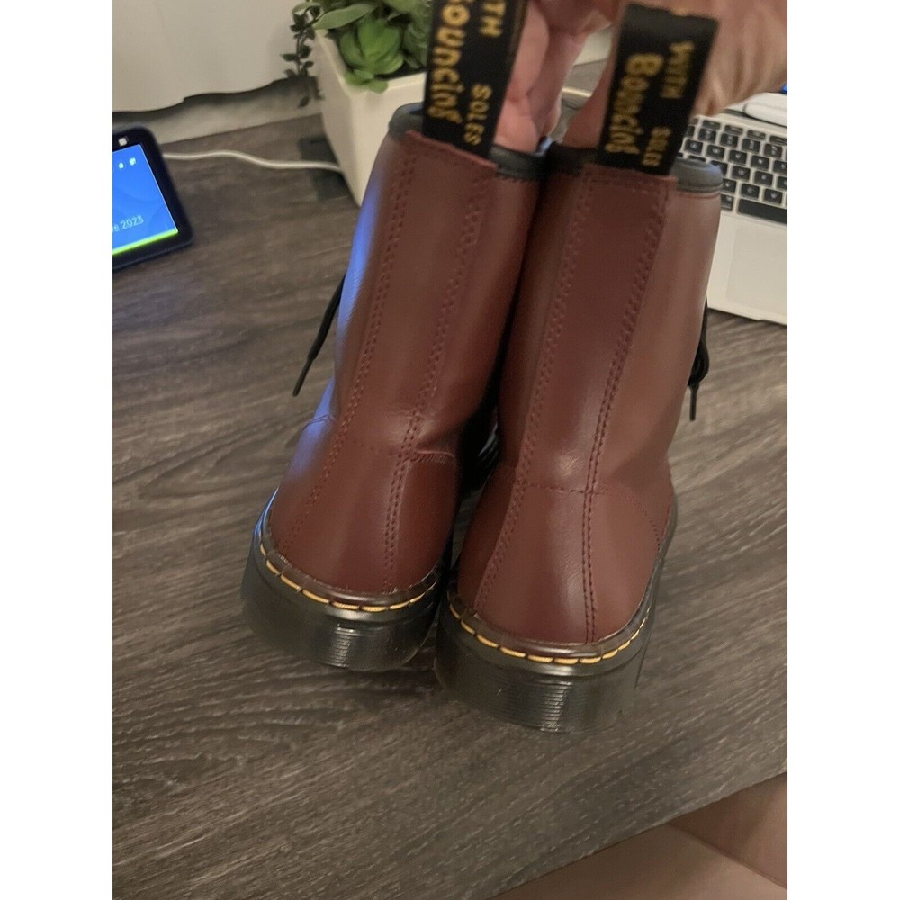 Sold Dr Martens Combat Boot Zavala Unisex 6/7 Cherry Red Air wair Docs - Picture 3 of 8